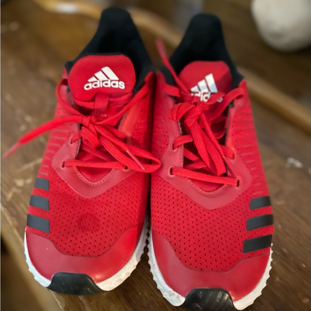 Adidas Red and Black Sneakers with Breathable Mesh